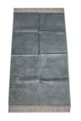 Luxury Untidy Velvet Velvet Prayer Rug - Gray - 1