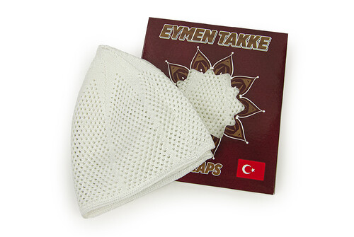 Makine Örme Likralı Dantel Namaz Takkesi - 9