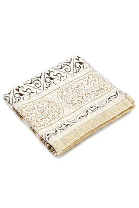 Maqami Ibrahim Model Ultra Luxurious Cream Chenille Prayer Rug 13 - 4