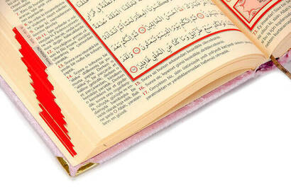 Mealli Koran - Velvet Coated - Allah Word - Medium Size - Pink Color - 4