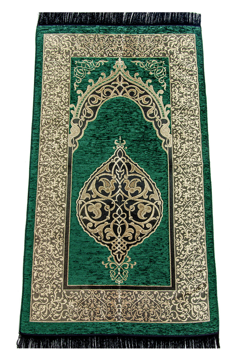 Medina Calligraphy Quran with German Meaning and Prayer Rug Set Green - 6