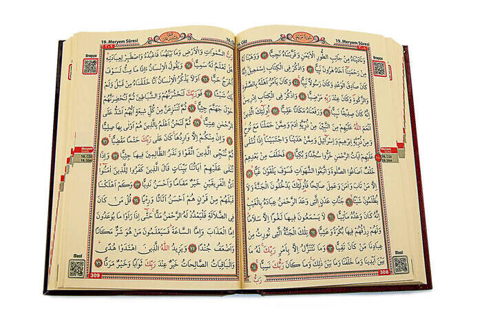 Medium Two Color Karekod Computer Lined Quran - Red Color - 3