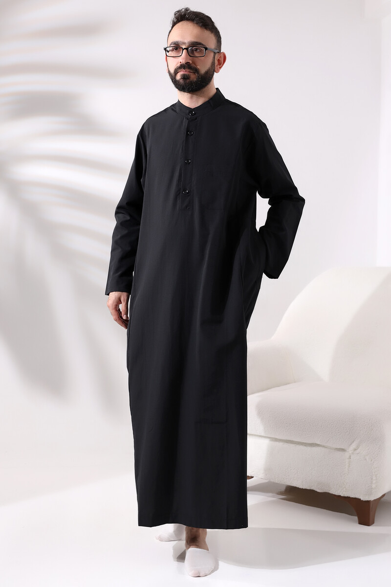 Men's Black Long Entari Hajj Umrah Outfit - 1