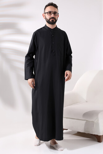 Men's Black Long Entari Hajj Umrah Outfit - 2