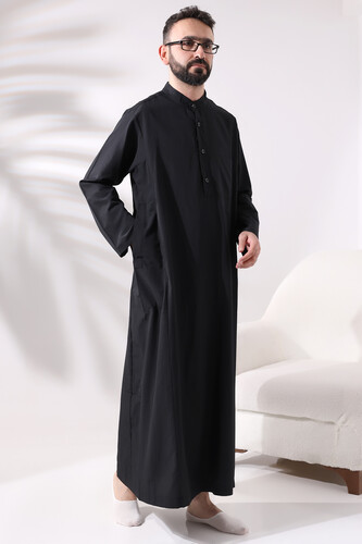 Men's Black Long Entari Hajj Umrah Outfit - 3