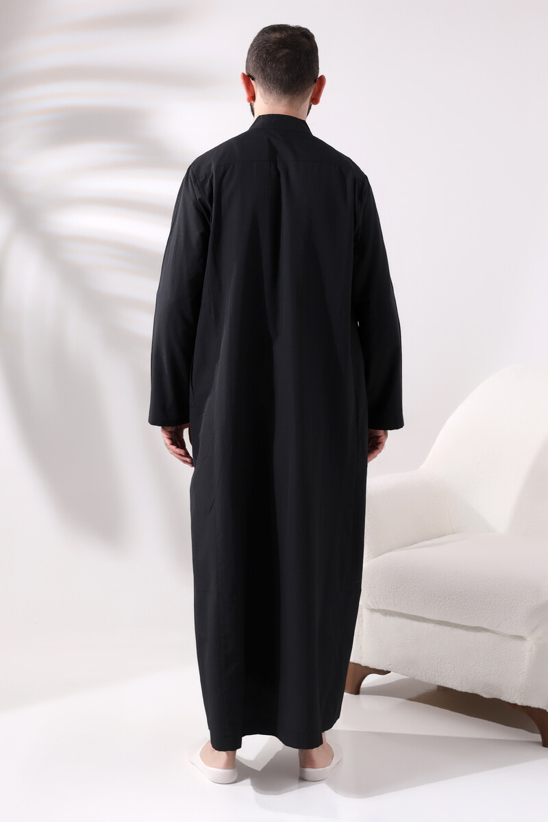 Men's Black Long Entari Hajj Umrah Outfit - 5