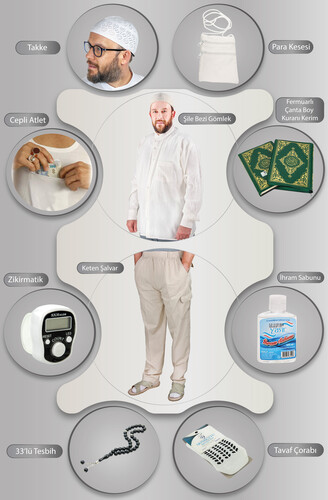 Men's Hajj Umrah Clothing and Necessity Set Cream - 1