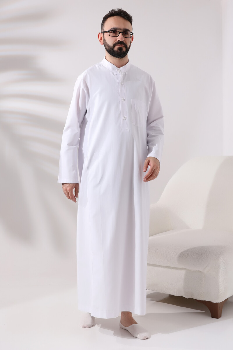 Men's White Long Entari Hajj Umrah Outfit - 1