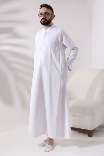 Men's White Long Entari Hajj Umrah Outfit - 2