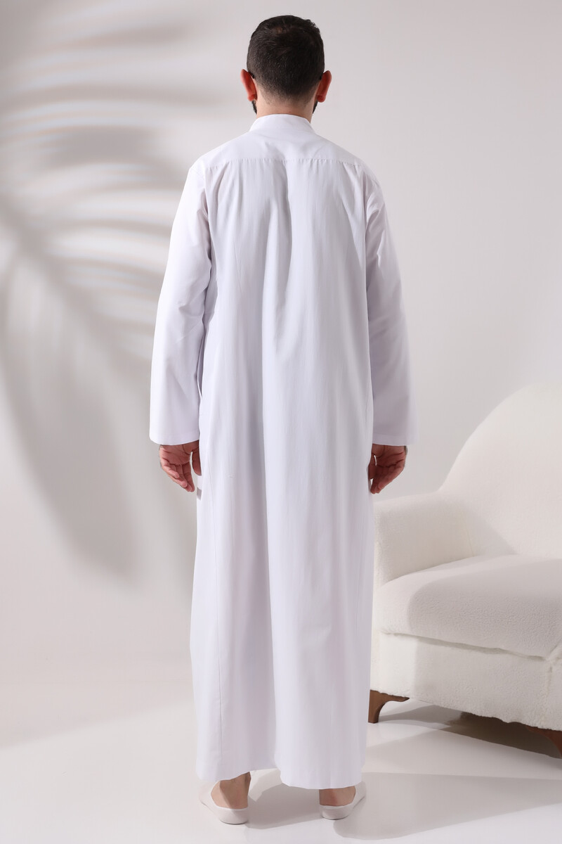 Men's White Long Entari Hajj Umrah Outfit - 5