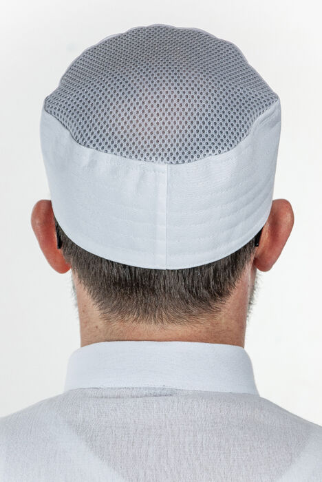 Mesh Pattern Fabric Skullcap White - 3