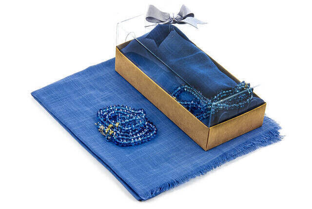 Mevlid Gift Set - Rosary - Covered - Blue Color - 2