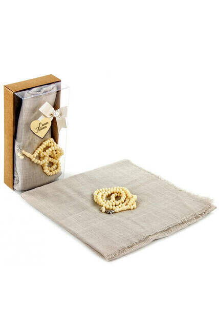 Mevlid Gift Set - Rosary - Covered - Cream Color - 1