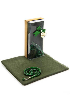 Mevlid Gift Set - Rosary - Covered - Green Color - 1