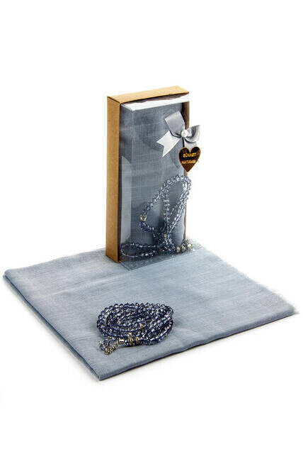 Mevlid Gift Set - Rosary - Covered - Light Blue Color - 1