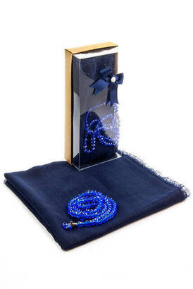 Mevlid Gift Set - Rosary - Covered - Navy Color - 1