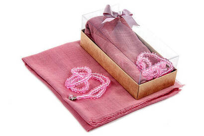 Mevlid Gift Set - Rosary - Covered - Pink Color - 2