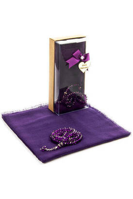 Mevlid Gift Set - Rosary - Covered - Purple Color - 1