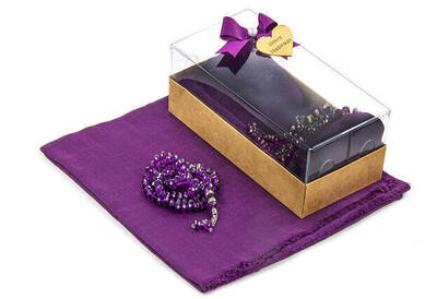 Mevlid Gift Set - Rosary - Covered - Purple Color - 2