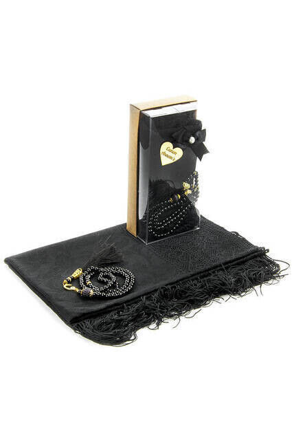 Mevlid Gift Set - Rosary - Shawl Covered - Black Color - 1