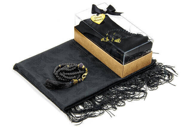 Mevlid Gift Set - Rosary - Shawl Covered - Black Color - 2