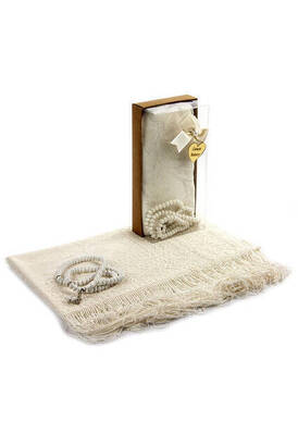 Mevlid Gift Set - Rosary - Shawl Covered - Cream Color - 1