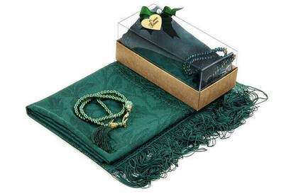 Mevlid Gift Set - Rosary - Shawl Covered - Green Color - 2