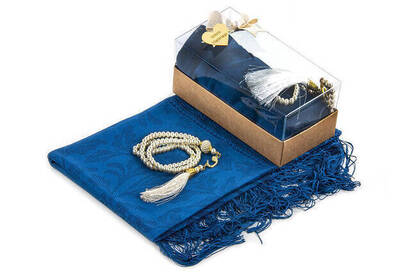 Mevlid Gift Set - Rosary - Shawl Covered - Petroleum Color - 2