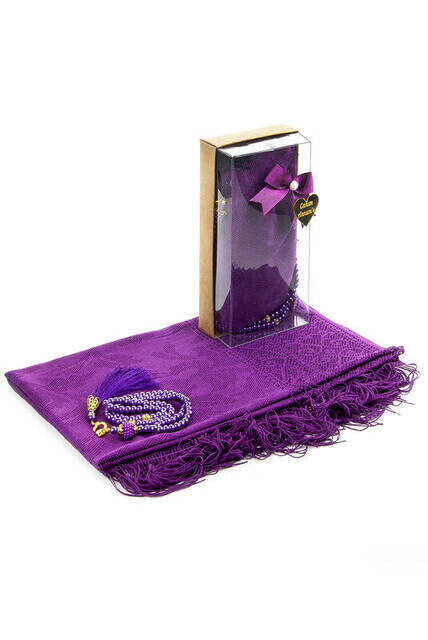 Mevlid Gift Set - Rosary - Shawl Covered - Purple Color - 1