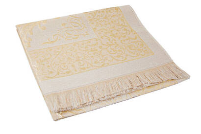 Mevlid Gift Set with Luxury Taffeta Prayer Rug and Pearl Rosary Special Cylinder Box - Cream Color - 4