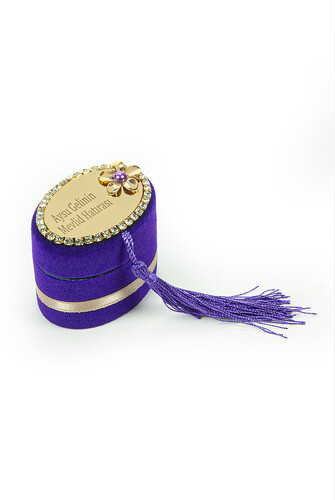 Mevlüt Gift Set Purple with Zikirmatik and Pearl Rosary in a Custom Velvet Box - 2