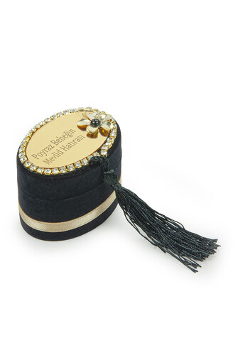 Mevlüt Gift Set with Zikirmatik and Pearl Prayer Beads in a Personalized Velvet Box, Black - 2