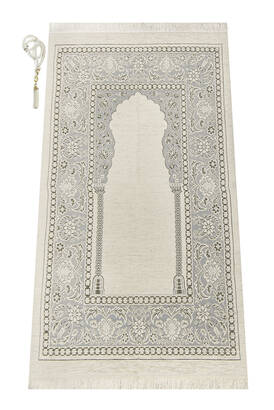 Mihrab Chenille Lux Prayer Rug - Gray Color - 1