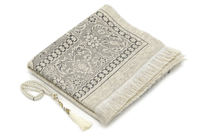 Mihrab Chenille Lux Prayer Rug - Gray Color - 2