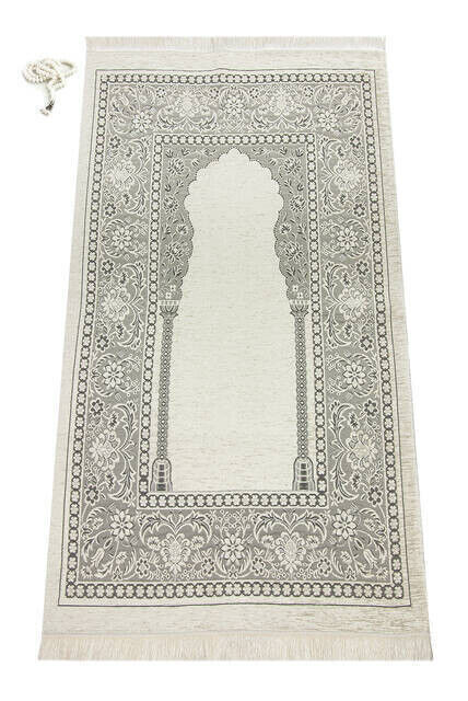 Mihrab Chenille Lux Prayer Rug Cream - 1