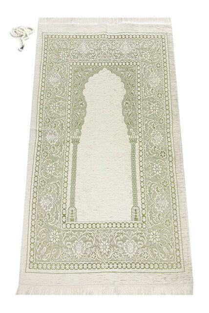 Mihrab Chenille Lux Prayer Rug Green - 1