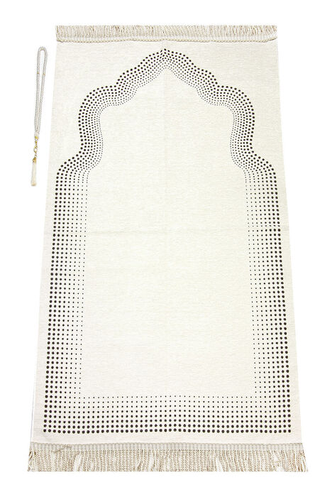 Mihrab Patterned Flat Chenille Prayer Rug Cream - 1