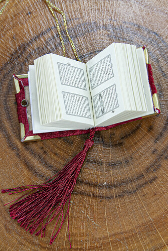 Mini Cylinder Boxed Gift Quran Set with Prayer Beads for Mevlüt Claret Red - 4