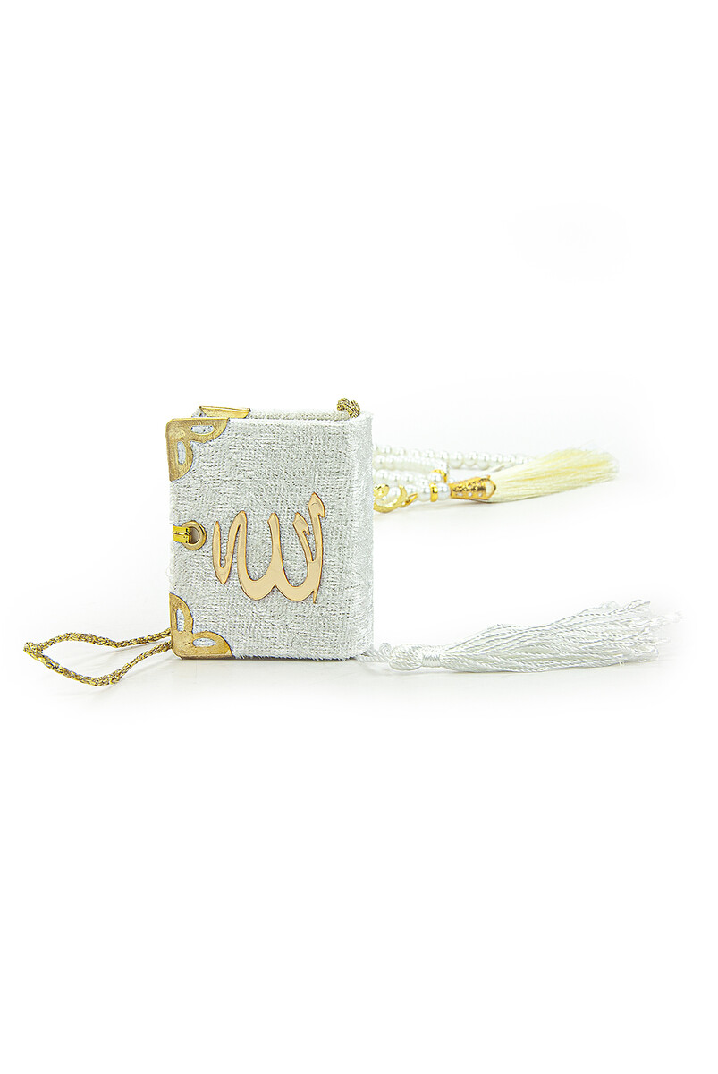 Mini Quran Mevlüt Gift Set with Pearl Prayer Beads and Special Design Cylinder Box - 6