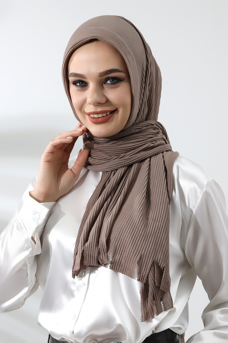 Mink Hijab Ready Made Practical Corded Cotton Shawl - 1