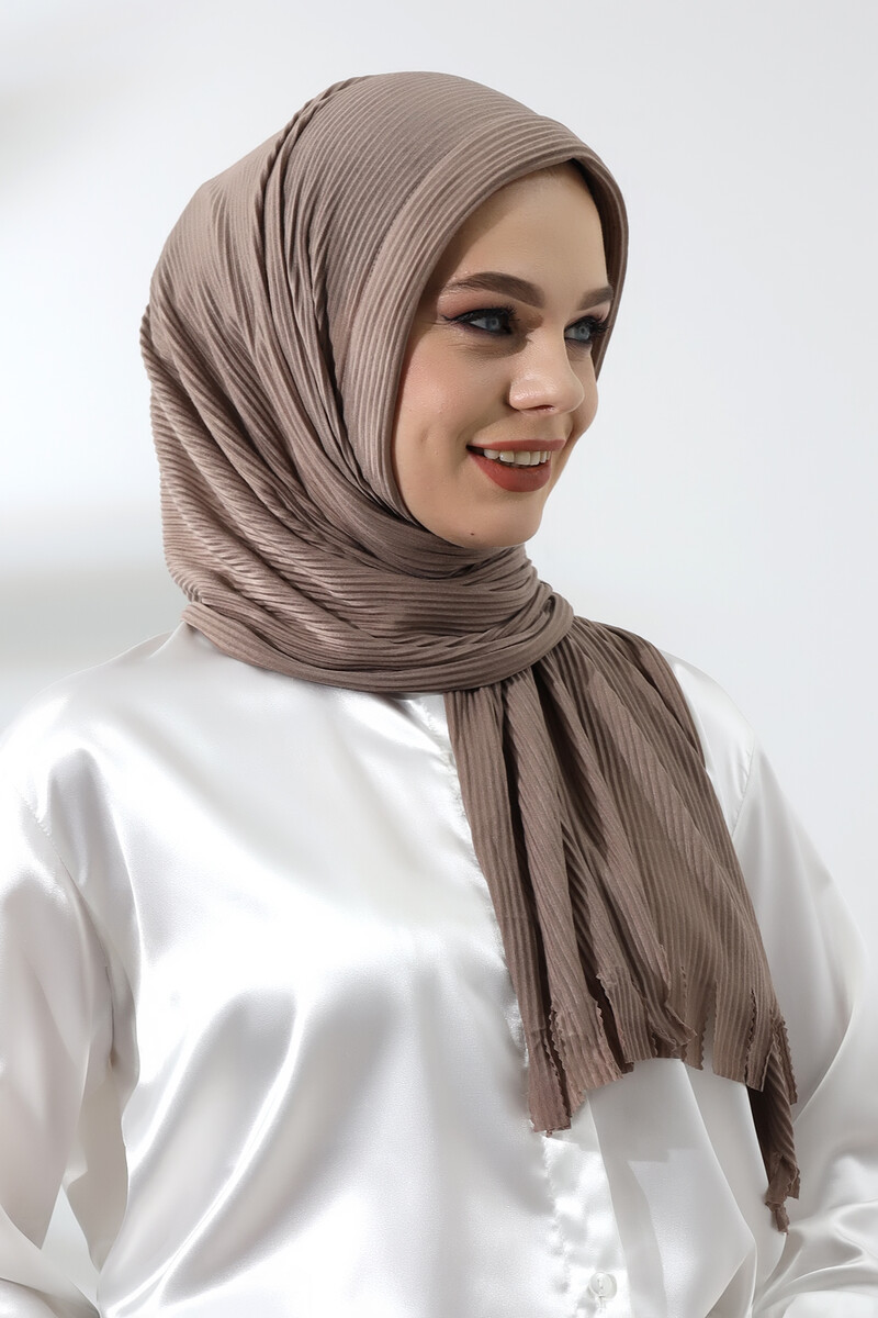 Mink Hijab Ready Made Practical Corded Cotton Shawl - 5