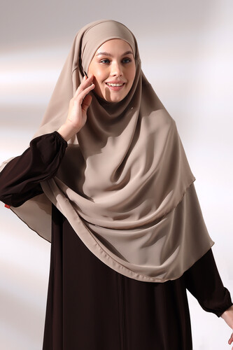 Mink Three Layer Veiled Short Chiffon Hijab Soufflé Scarf - 3