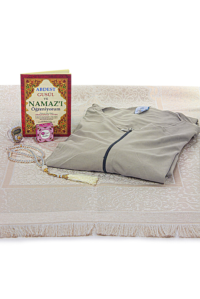 Mink Women's Practical Headscarf Zippered One-Piece Prayer Dress Prayer Mat Set - 4