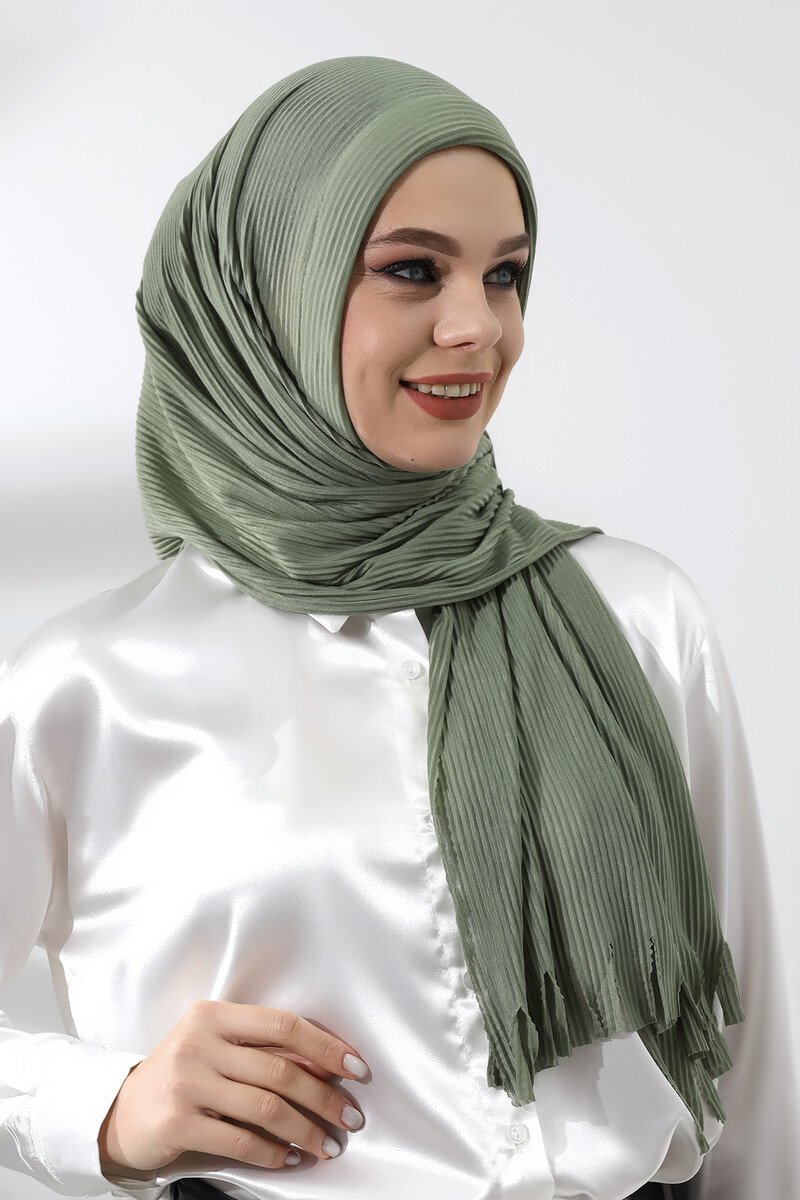 Mint Hijab Ready Made Practical Corded Cotton Shawl - 5