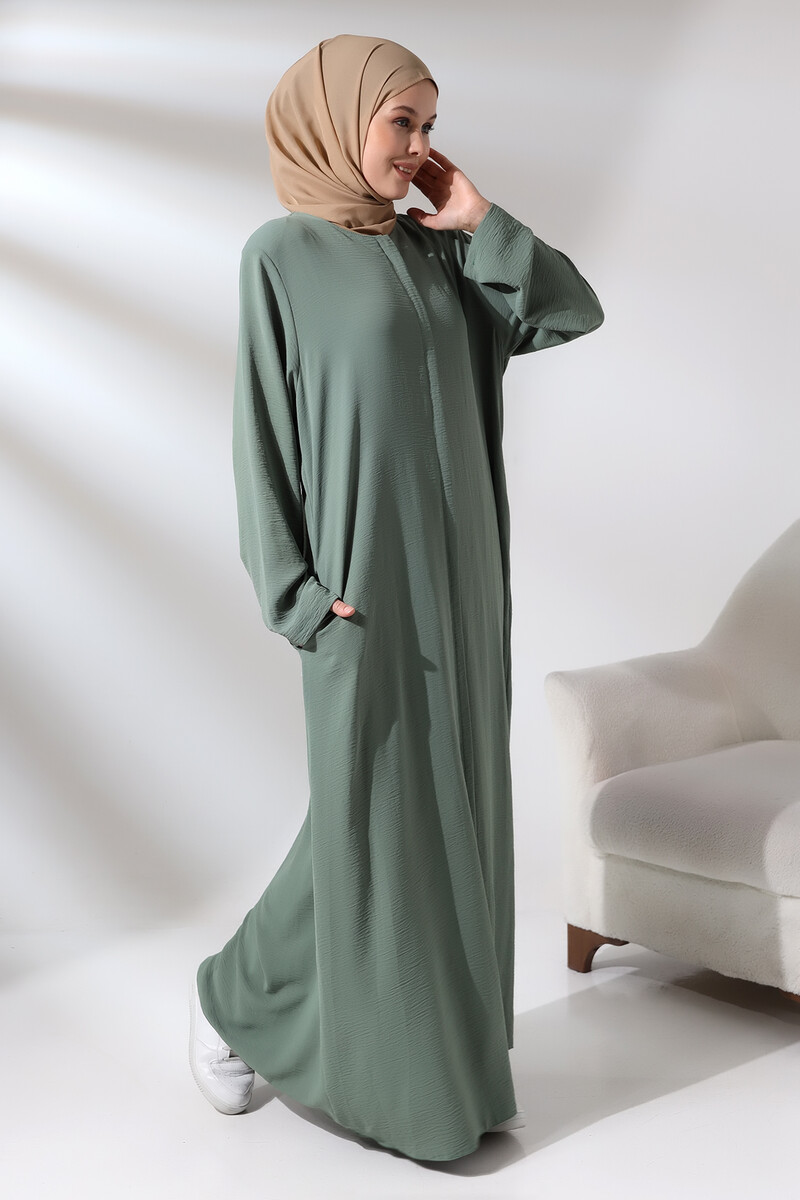 Mint Women's Aerobin Hijab Abaya Dress with Hidden Zipper - 3