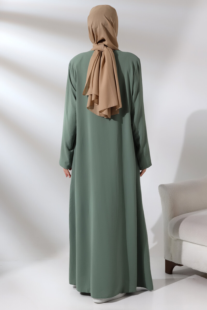 Mint Women's Aerobin Hijab Abaya Dress with Hidden Zipper - 6