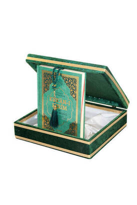 Mother's Day Gift Special Stylish Velvet Boxed Quran and Pearl Rosary Set - 3