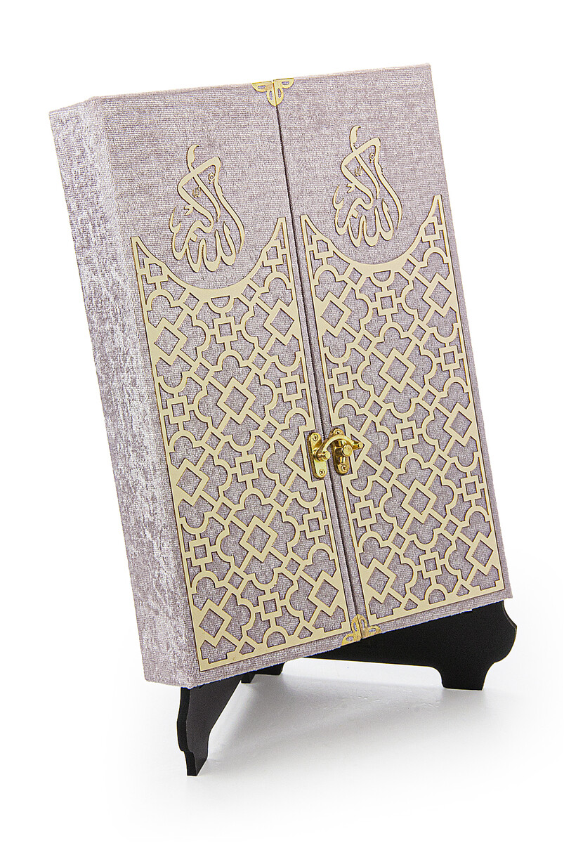 Mültezem Stand Velvet Covered Quran Set - Pink - 3