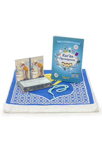 My Son's Prayer Rug Set - First Step to Prayer Set - Blue - 3