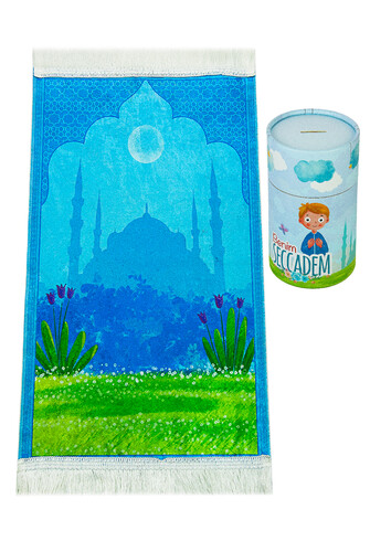 My Prayer Rug with Piggy Bank - Blue - 1